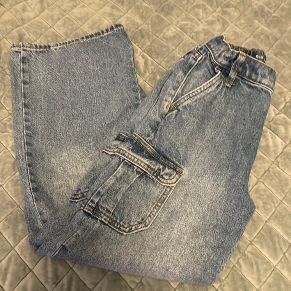 Old Navy Blue High-Rise Baggy Wide Leg Built-In Tough Jeans — Girls Size 12